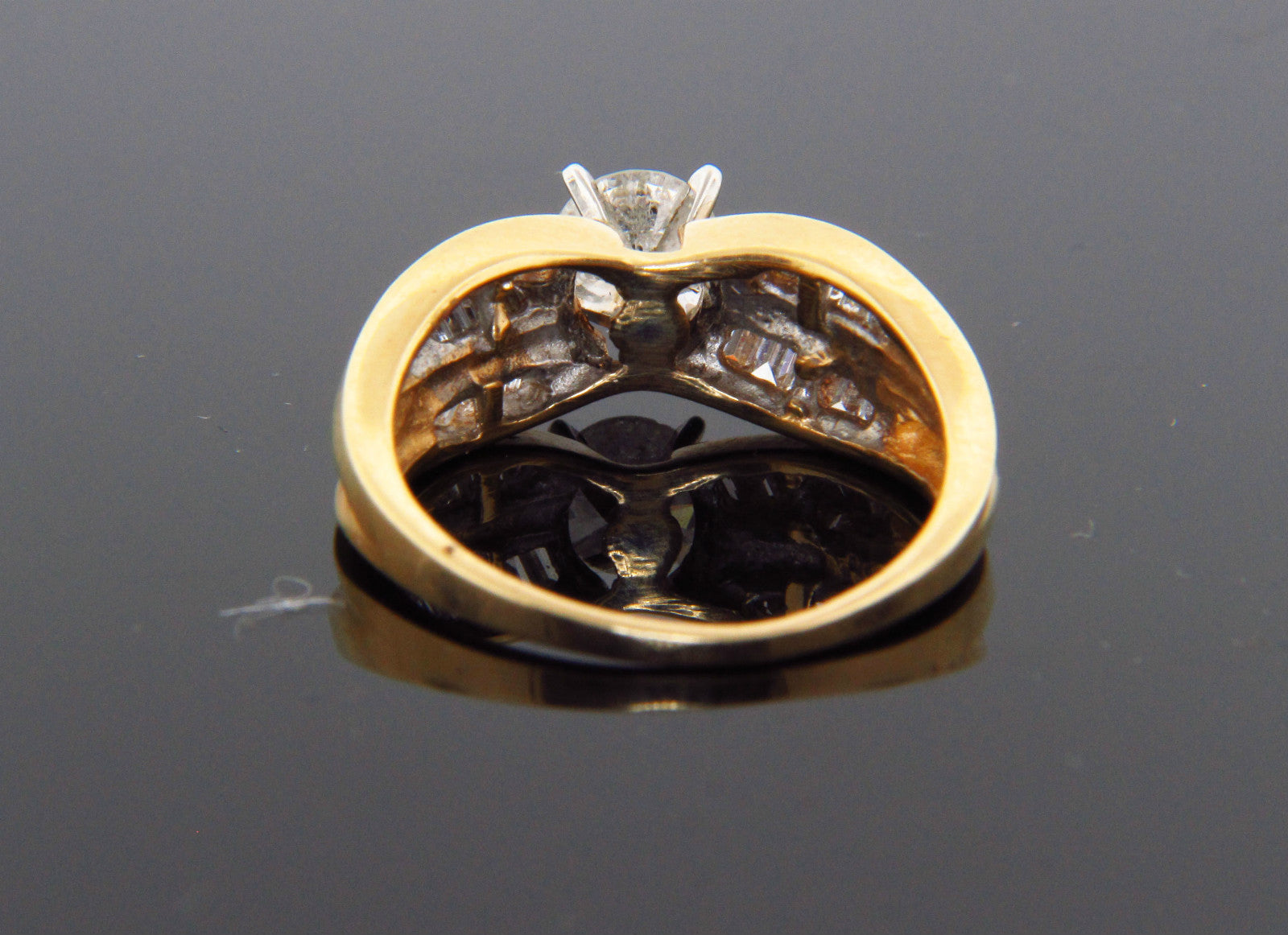 .46ct 14k Solid Yellow Gold Natural Round Diamond Chanel Set Engagement Ring