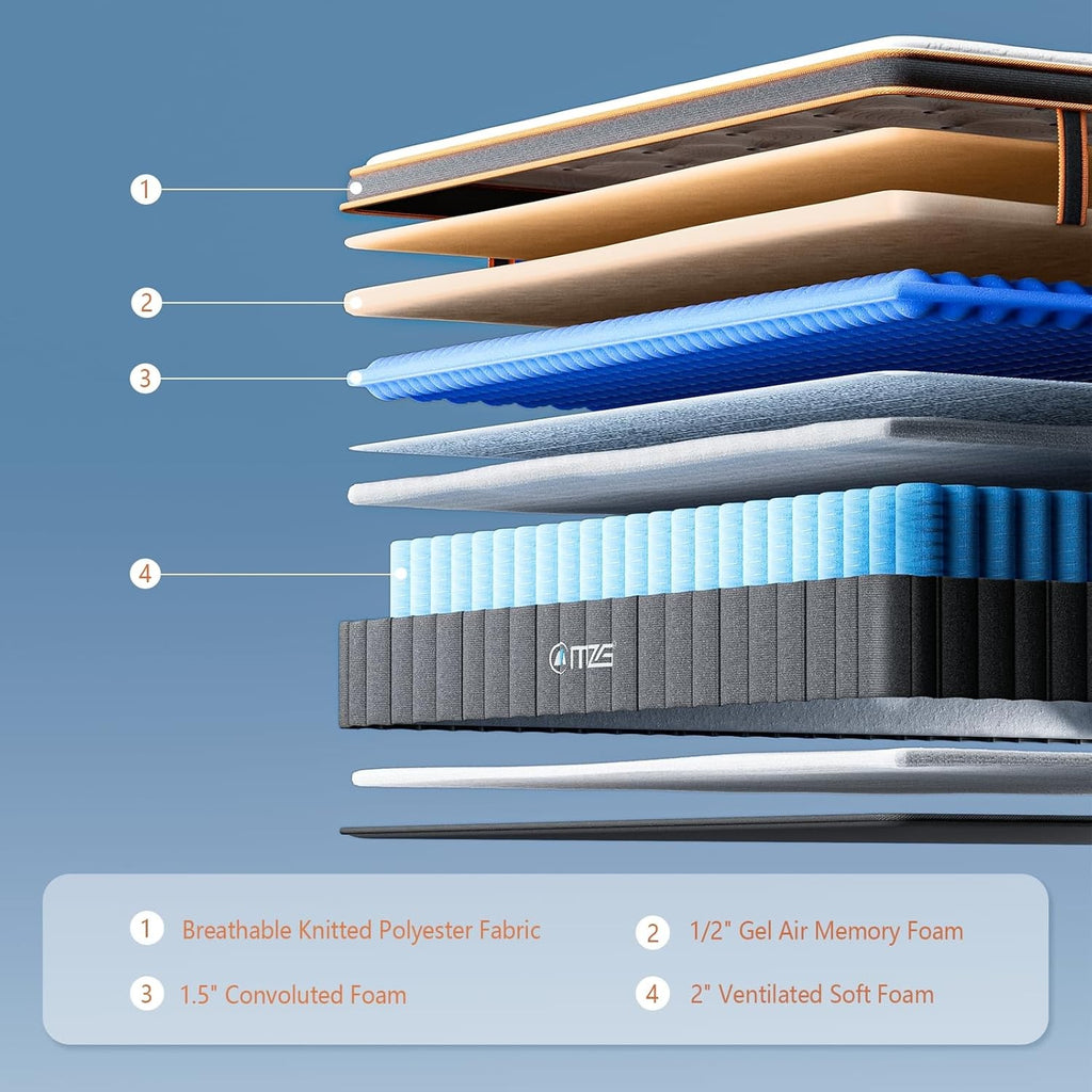 10''/12'' Queen & King Size,Hybrid Mattress, ,Gel-Infused Memory Foam In A Box