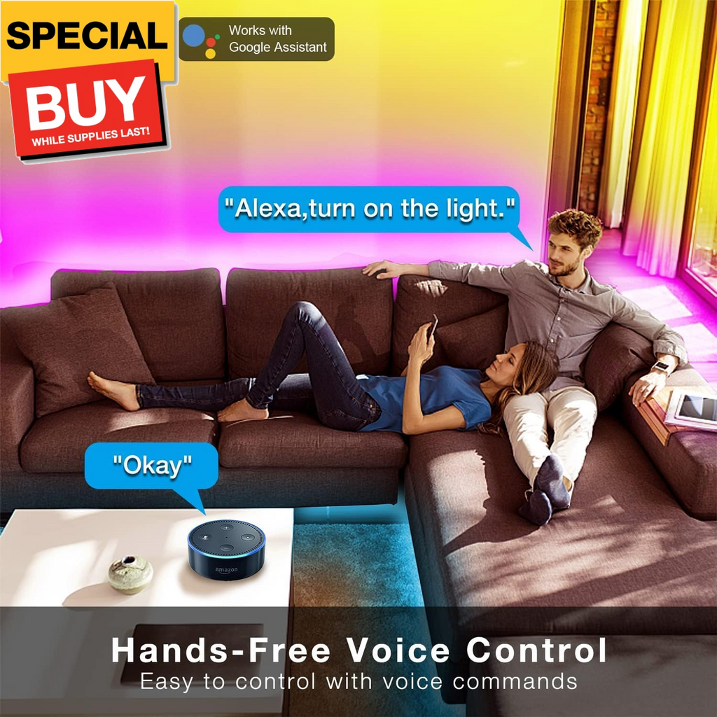 100 ft Smart WiFi Led Lights, Led Strip Lights Work with Alexa and Google Assist