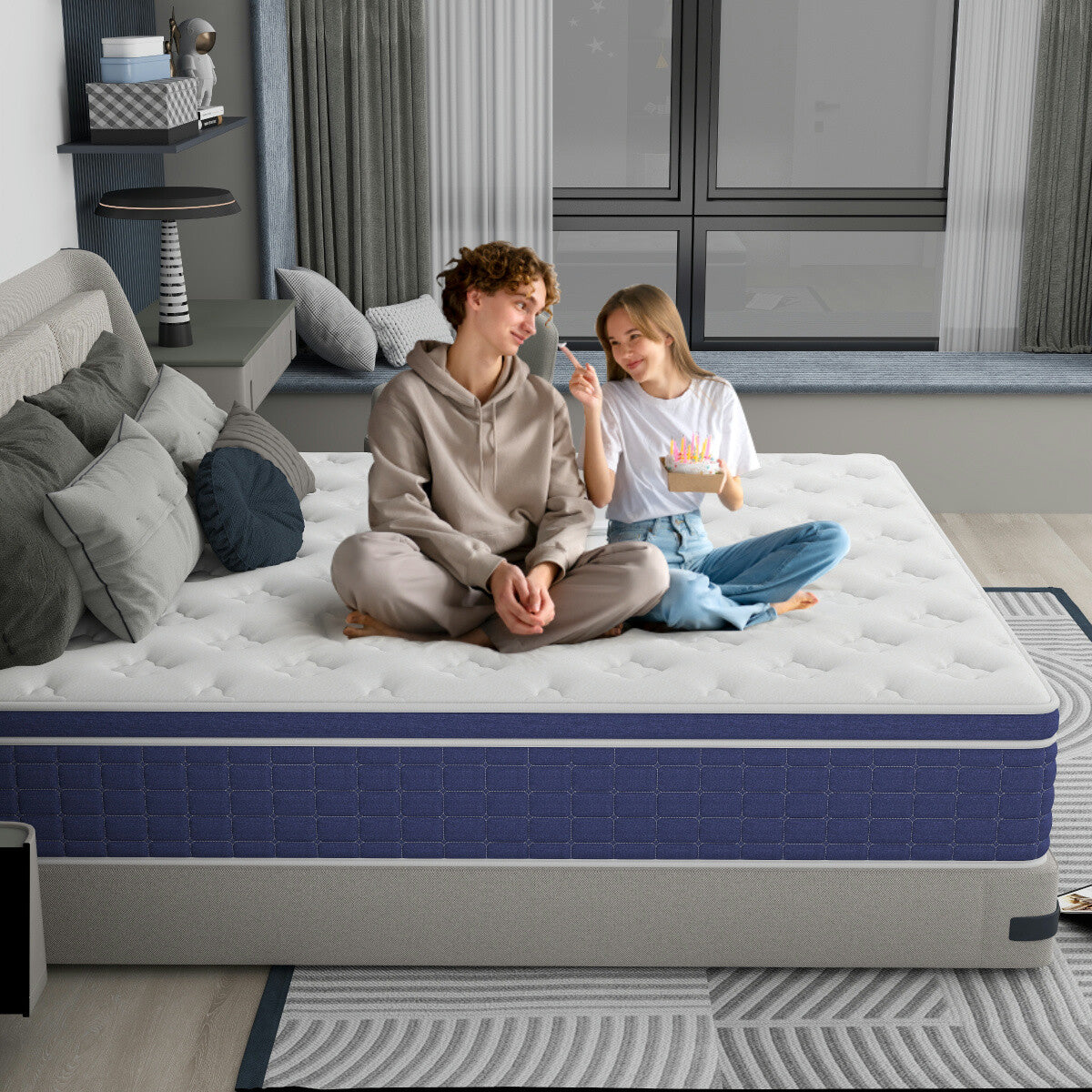 12" 14" Gel Memory Foam Mattress Pocket Spring Twin Full Queen King Bed in a Box