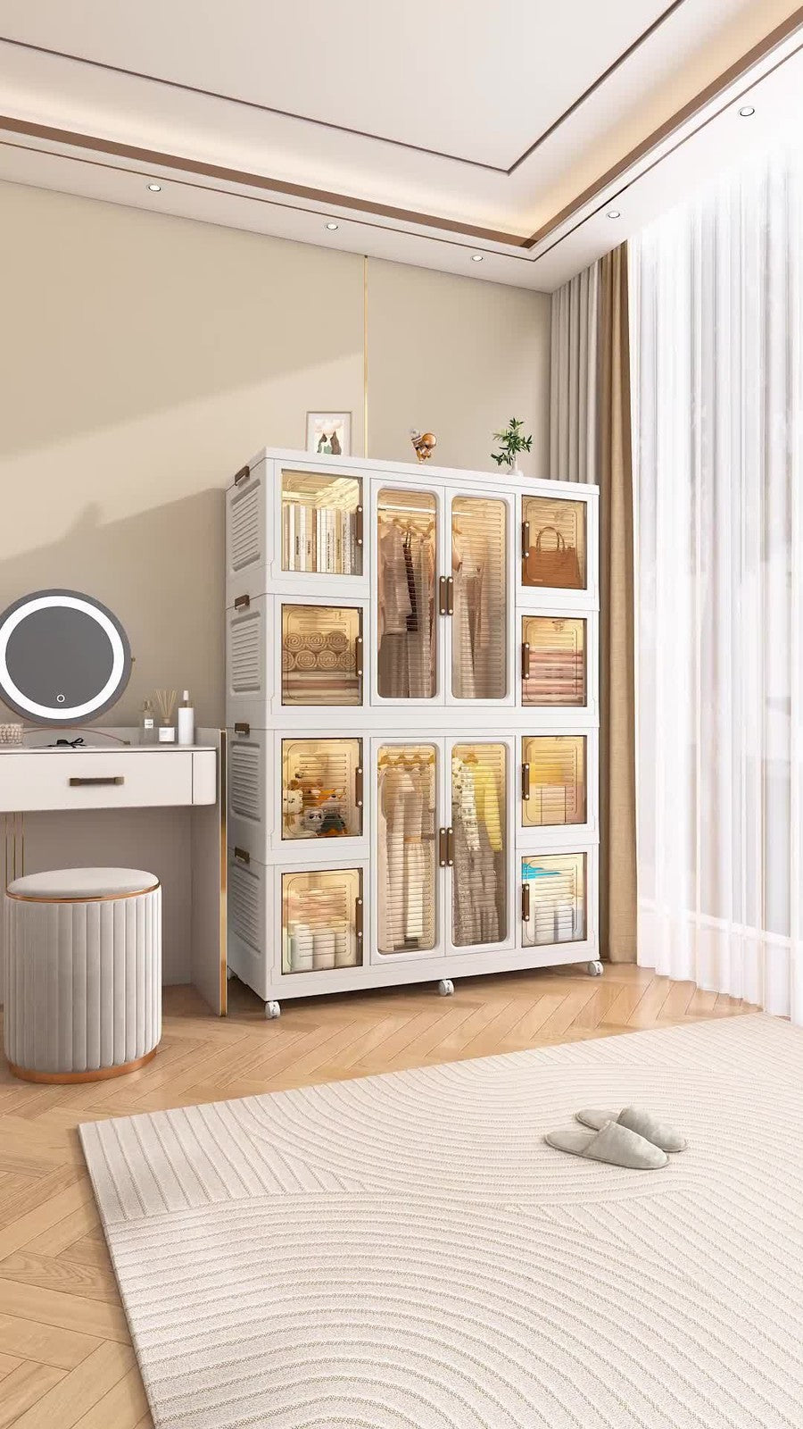 12 Cubes Portable Wardrobe Closet Mobile Organizer Cabinet Dresser DIY Assembly