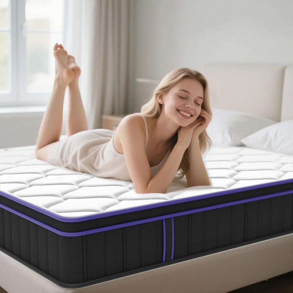 10''Queen Size, Hybrid Mattress, Breathable, Gel-Infused Memory Foam in A Box