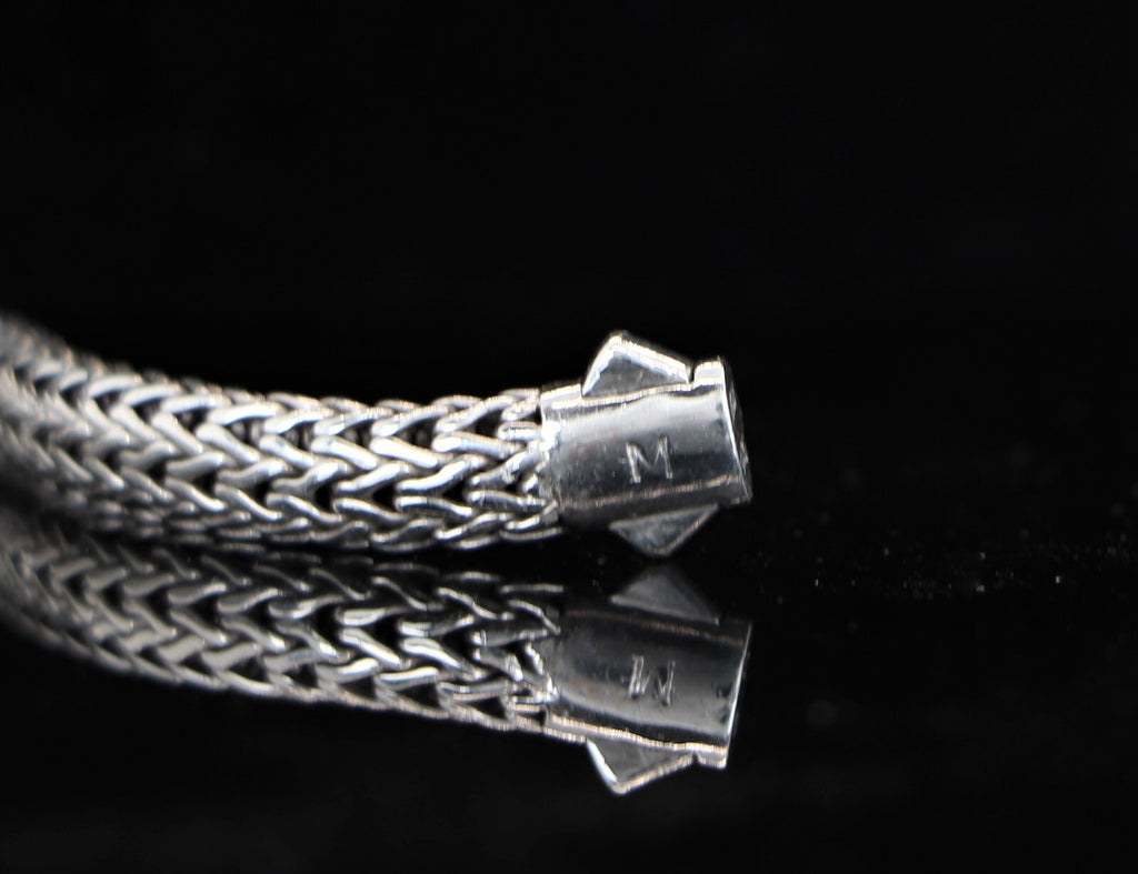 $1,195 John Hardy Silver 18K Yellow Gold Pave Diamond 6.5mm Wheat Chain Bracelet