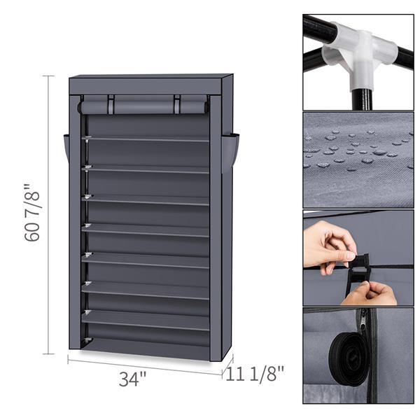 10 Tiers Shoe Rack with Dustproof Cover Closet Shoe Storage Cabinet Organizer