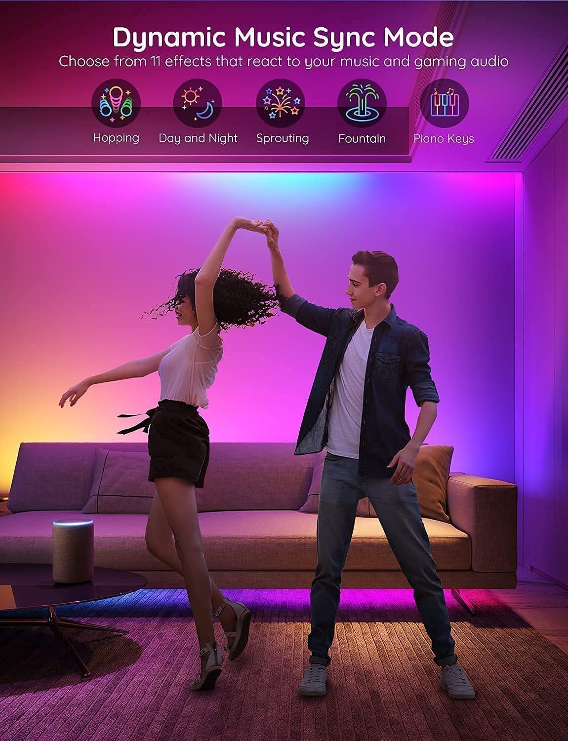 100Ft RGBIC LED Strip Lights, Smart LED Lights Work with Alexa and Google Assist