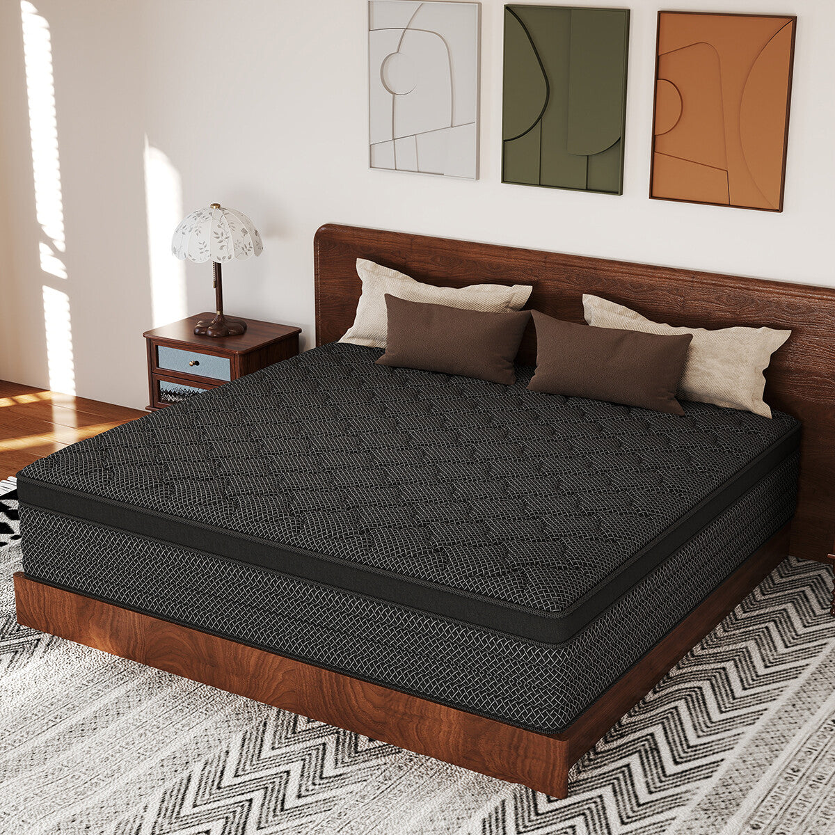 12" 14" Gel Memory Foam Mattress Hybrid Spring Twin Full Queen King Bed In A Box