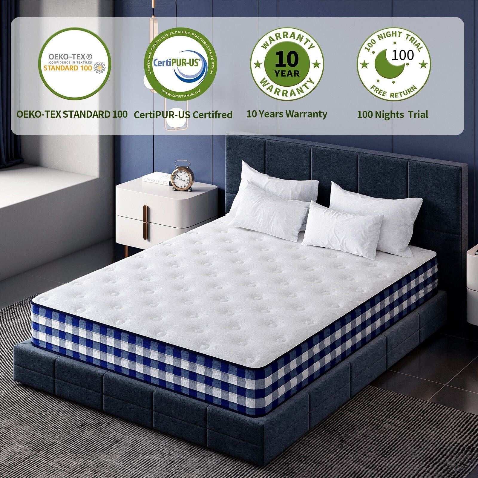 10" 12" 14" Twin Full Queen King Mattress in a Box Hybrid Spring Gel Memory Foam