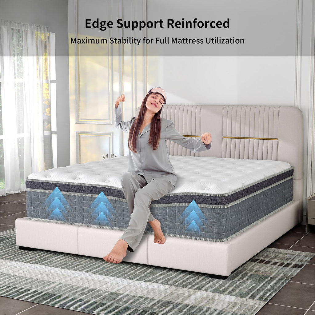 10" 12" 14" Hybrid Mattress Gel Memory Foam Spring Twin Full Queen King In A Box