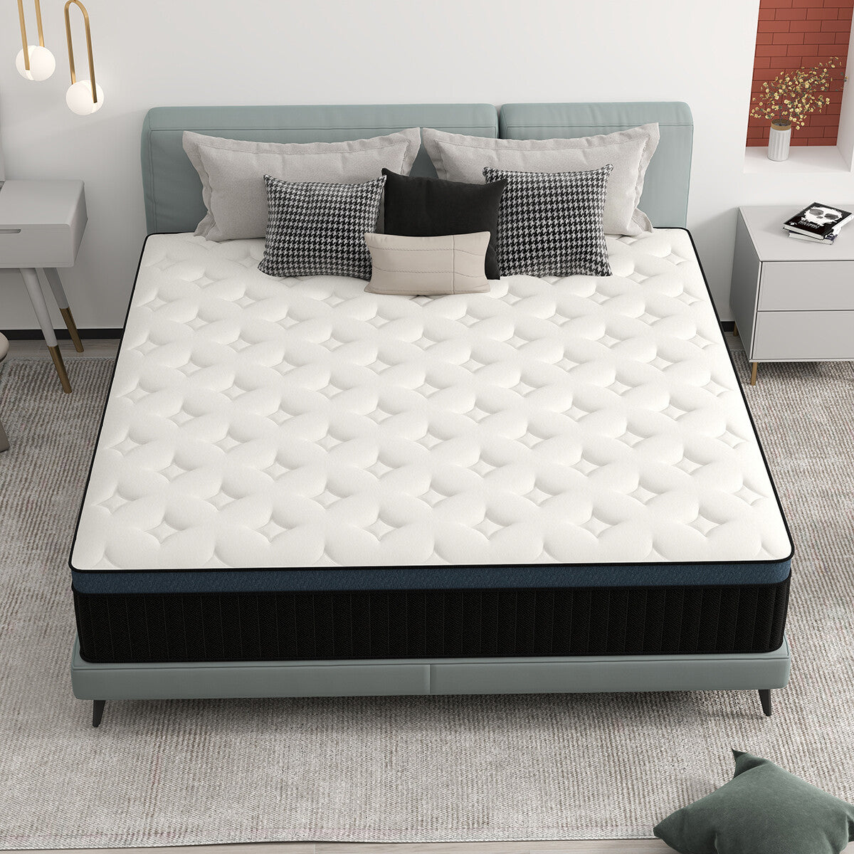 12" 14" Mattress Twin Full Queen King Size Memory Foam Pocket Coils Bed In a Box