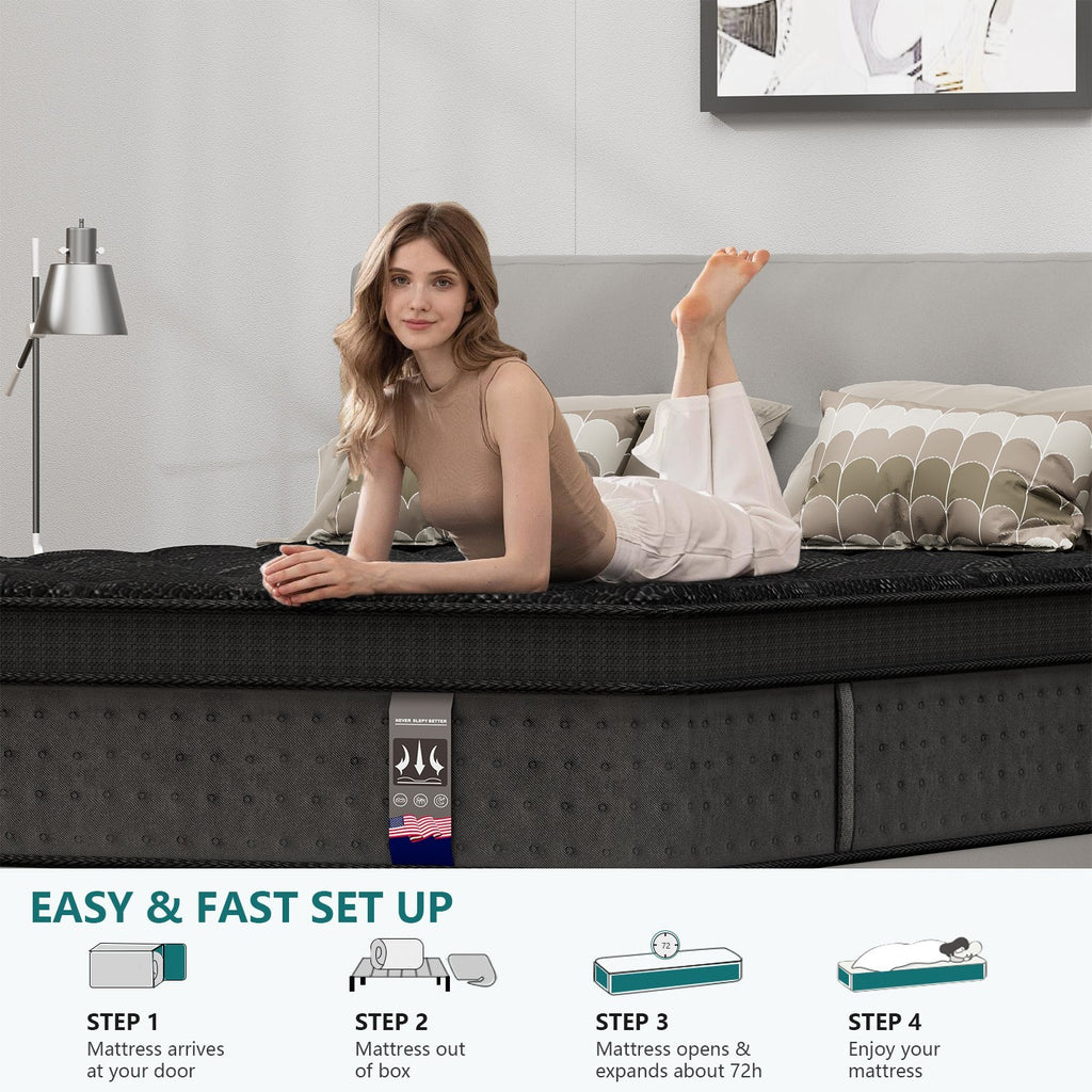 10" 12" 14" Gel Memory Foam Spring Hybrid Twin Full Queen King Mattress in A Box