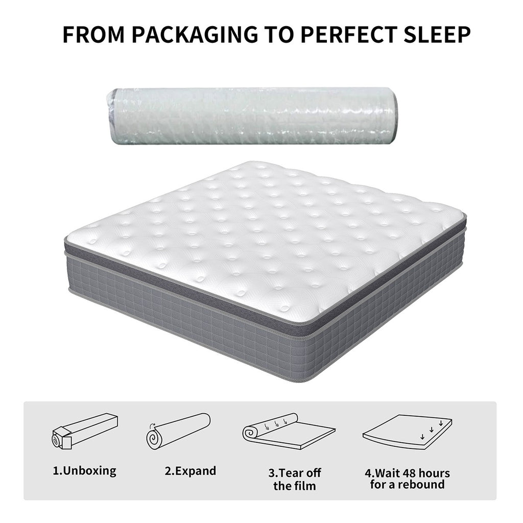 10" 12" 14" Hybrid Mattress Gel Memory Foam Spring Twin Full Queen King In A Box