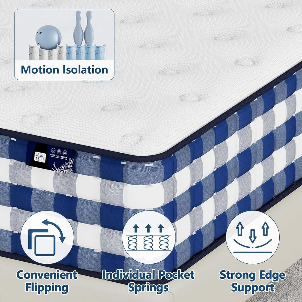 10"12"14" Hybrid Spring Mattress Twin Full Queen King Size Memory Foam in a Box