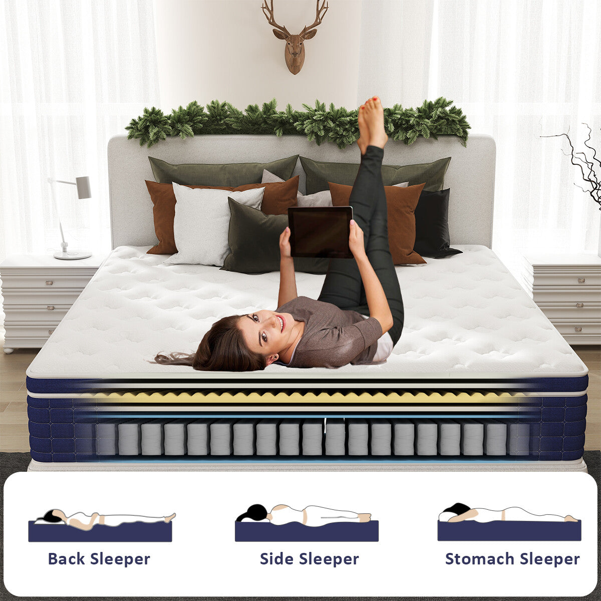 12" 14" Gel Memory Foam Mattress Pocket Spring Twin Full Queen King Bed in a Box