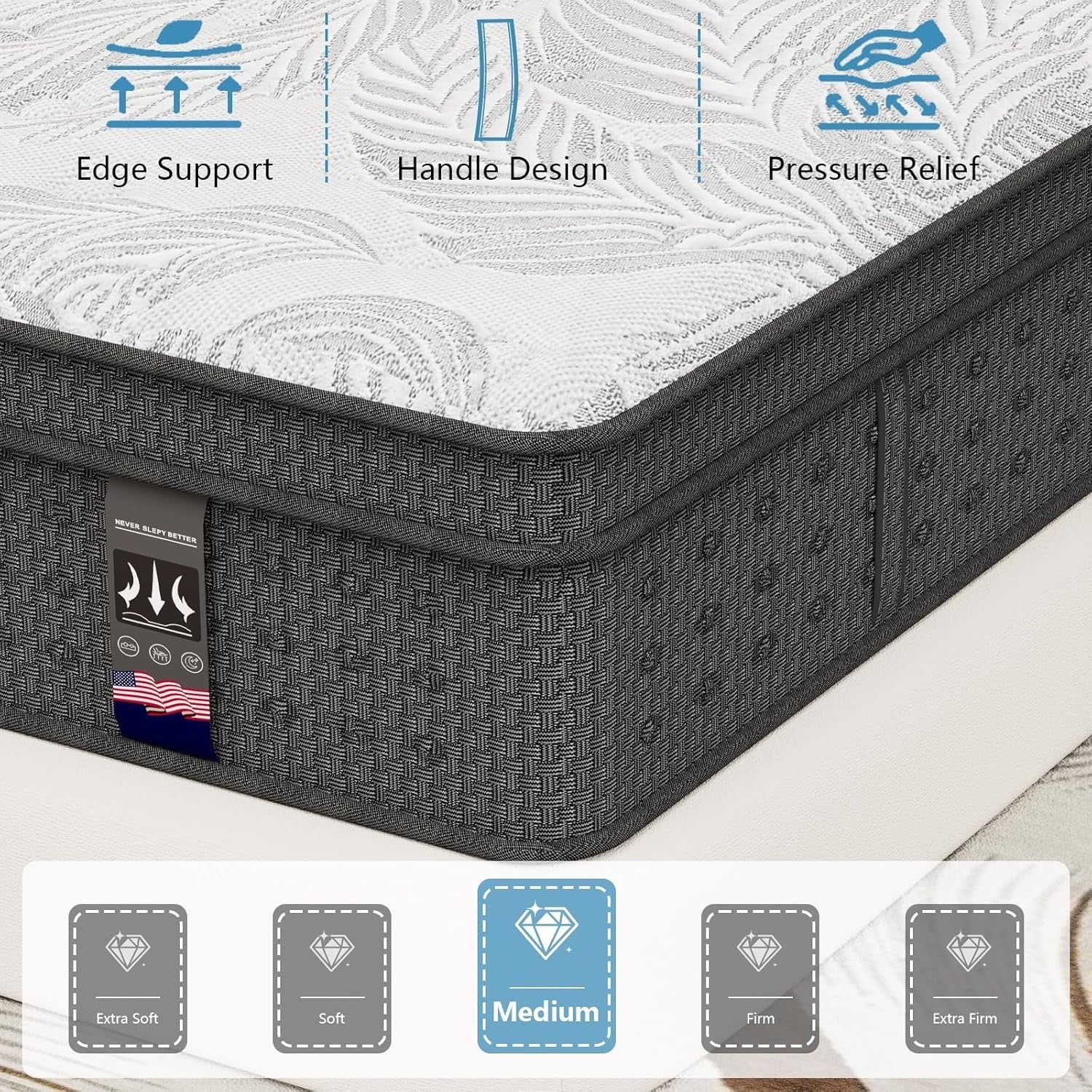 12" 14" Gel Memory Foam & Innerspring Hybrid Mattress, Twin Full Queen King Size