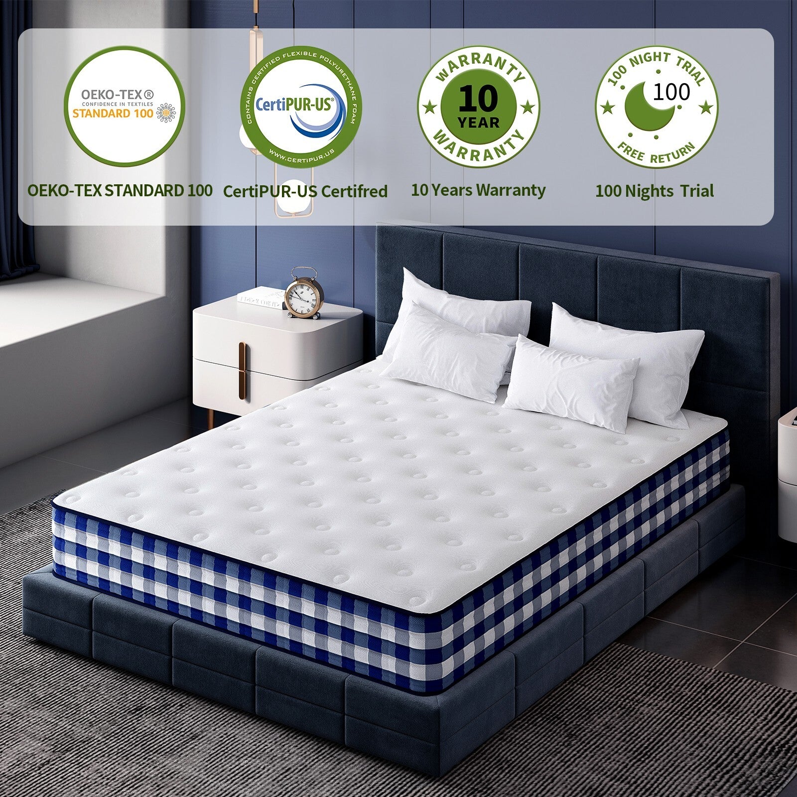 10"12"14" Hybrid Spring Mattress Twin Full Queen King Size Memory Foam in a Box