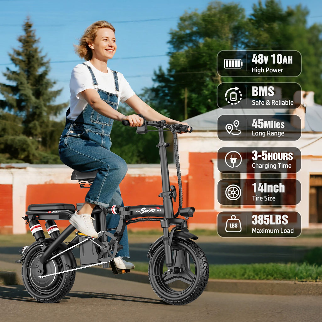 1000W Folding Electric Bike for Adults & Teens 14'' Commuting Bike 25MPH UL2849