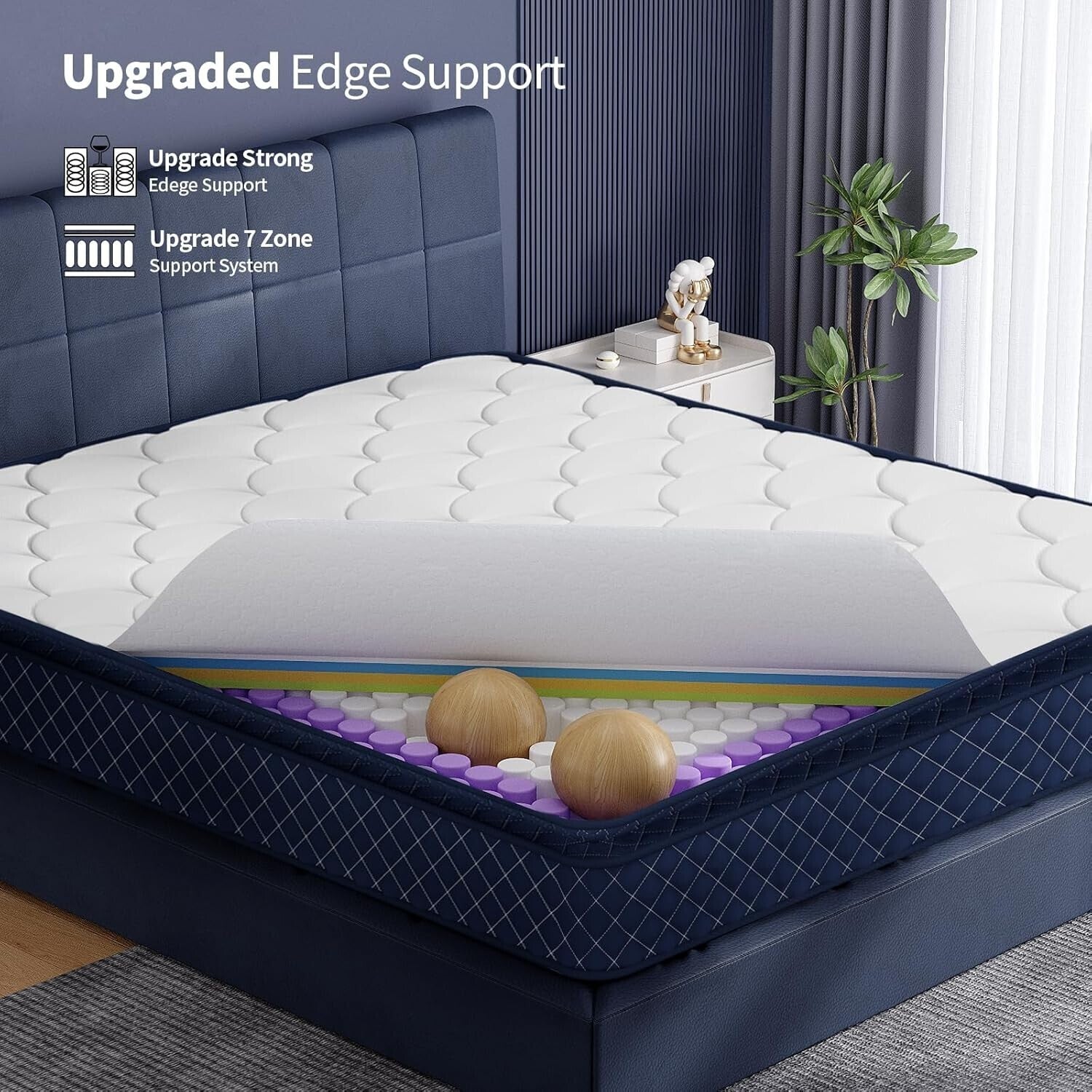 10" 14" Memory Foam Twin Full Queen King Size Spring Hybrid Mattress in a Box