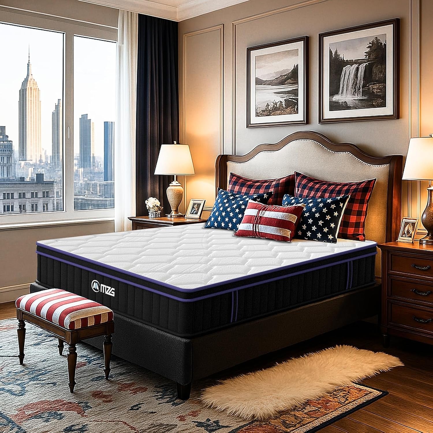 10''Queen Size, Hybrid Mattress, Breathable, Gel-Infused Memory Foam in A Box