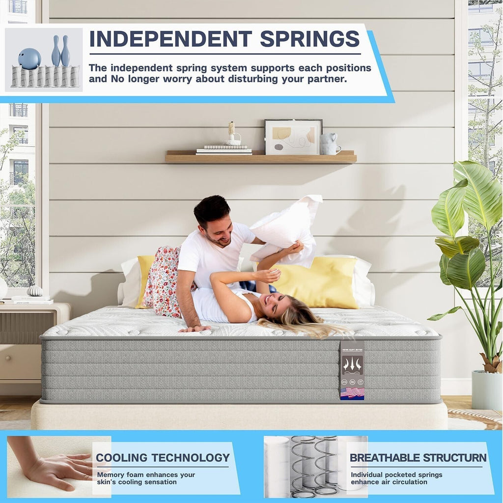 10" 12" 14" Gel Memory Foam Spring Hybrid Twin Full Queen King Mattress in A Box