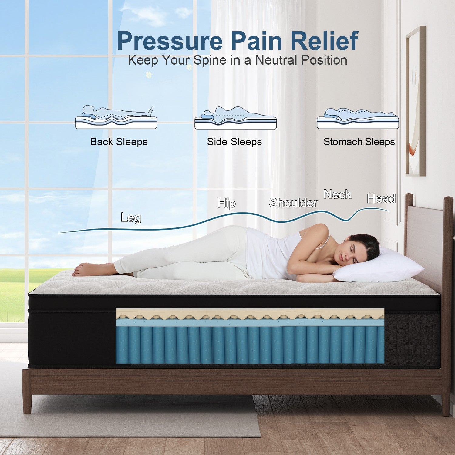 10"Gel Memory Foam Hybrid Spring Mattress Twin Full Queen King in A Box