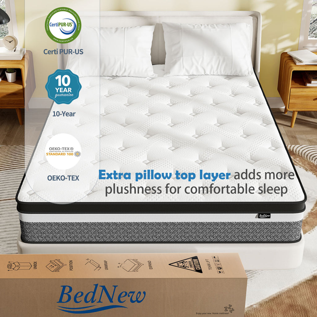 10/12/14 Inch Hybrid Gel Memory Foam Mattress Twin Full Queen King Size In a Box