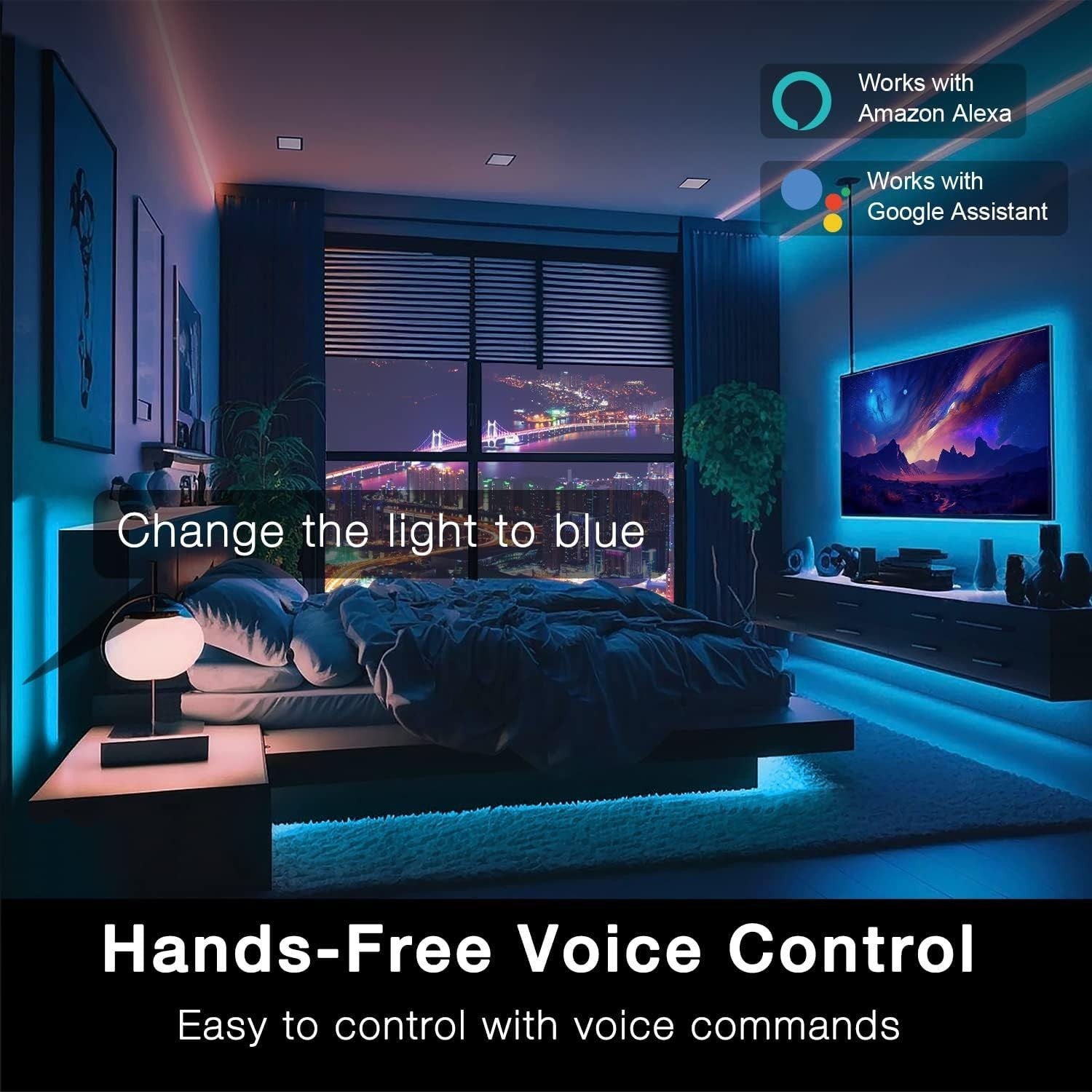 100ft Smart WiFi LED Strip Lights for Home, Voice Control with Alexa & Google
