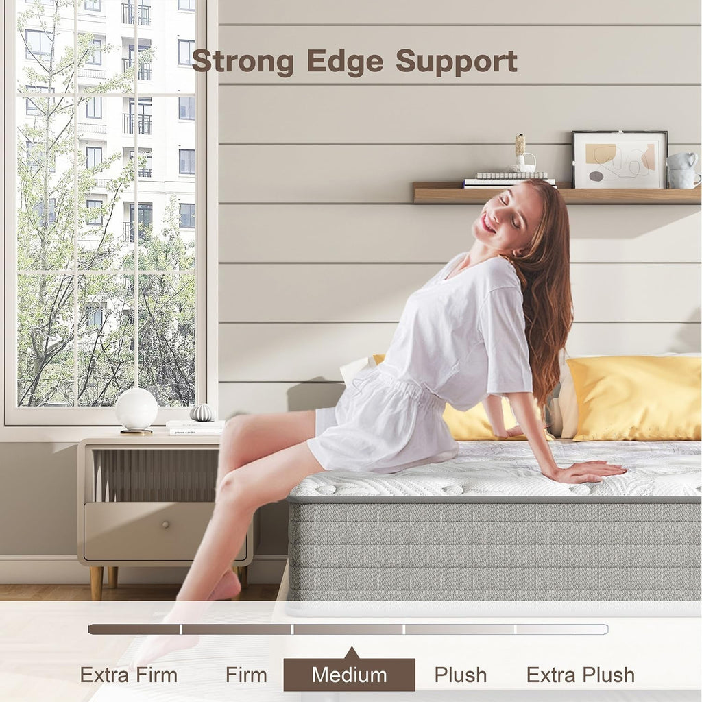 12" 14" Gel Memory Foam & Innerspring Hybrid Mattress, Twin Full Queen King Size