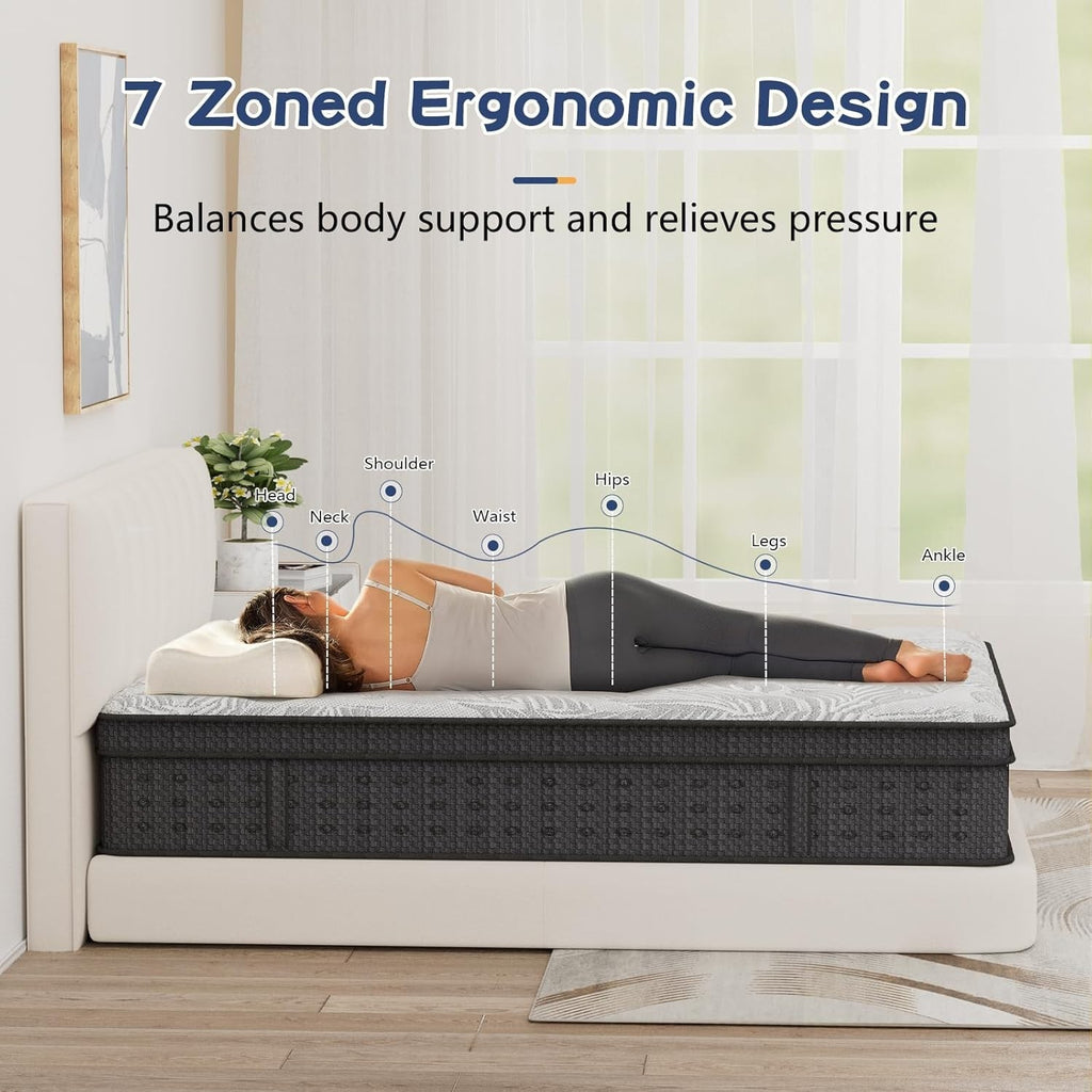 12" 14" Gel Memory Foam & Innerspring Hybrid Mattress, Twin Full Queen King Size