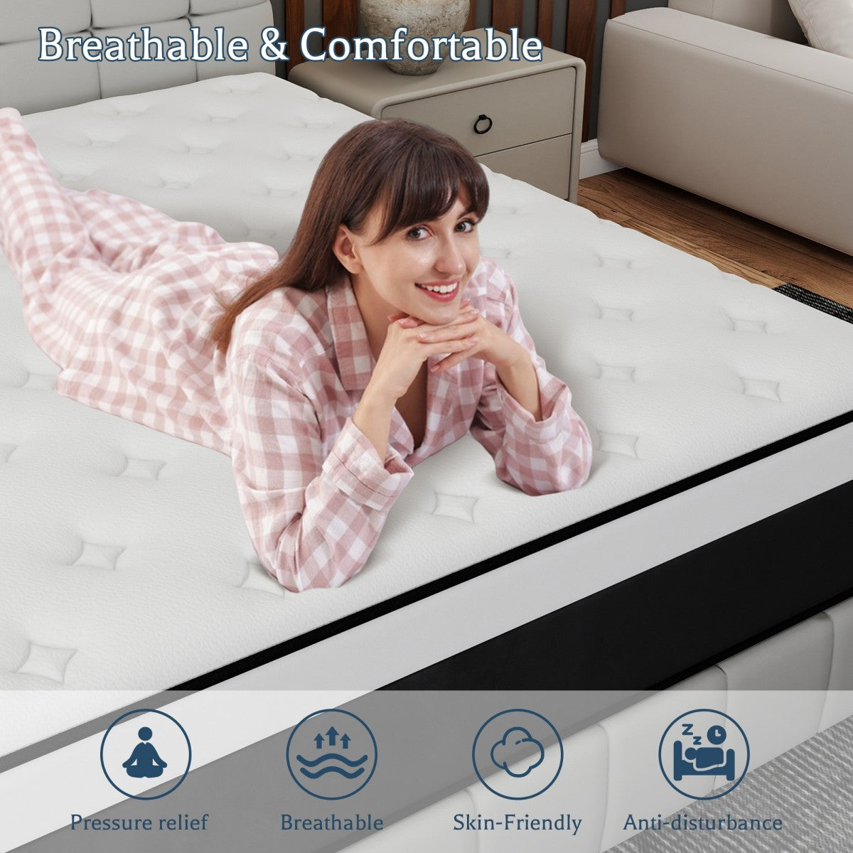 10"/12"/14" Twin Full Queen King Mattress In a Box Gel Memory Foam Hybrid Spring