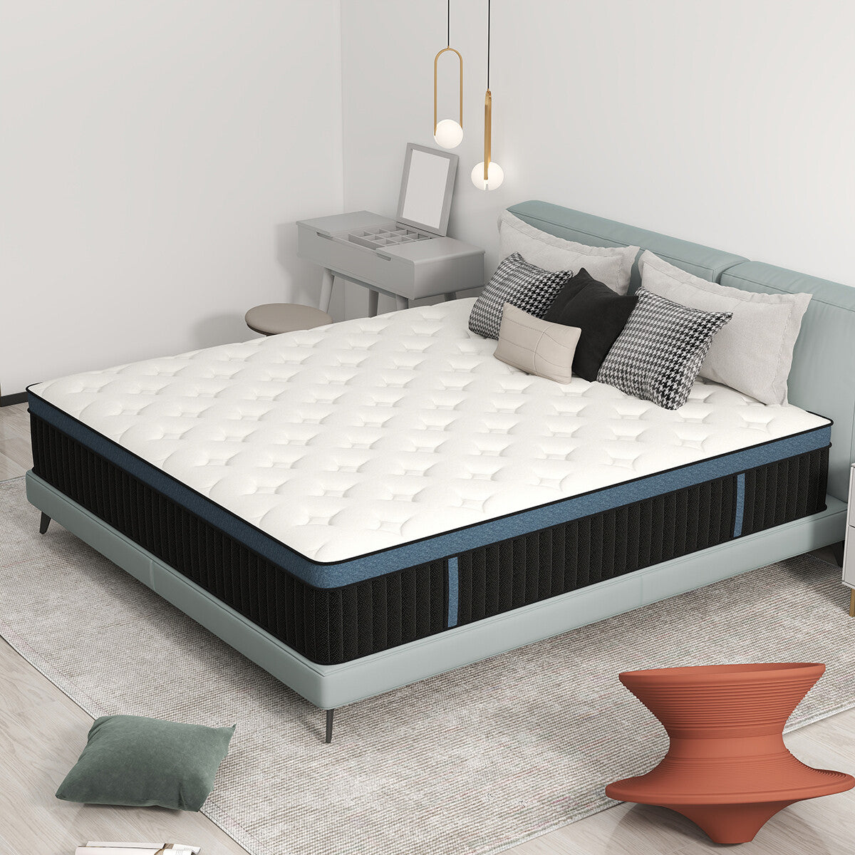 12" 14" Mattress Twin Full Queen King Size Memory Foam Pocket Coils Bed In a Box