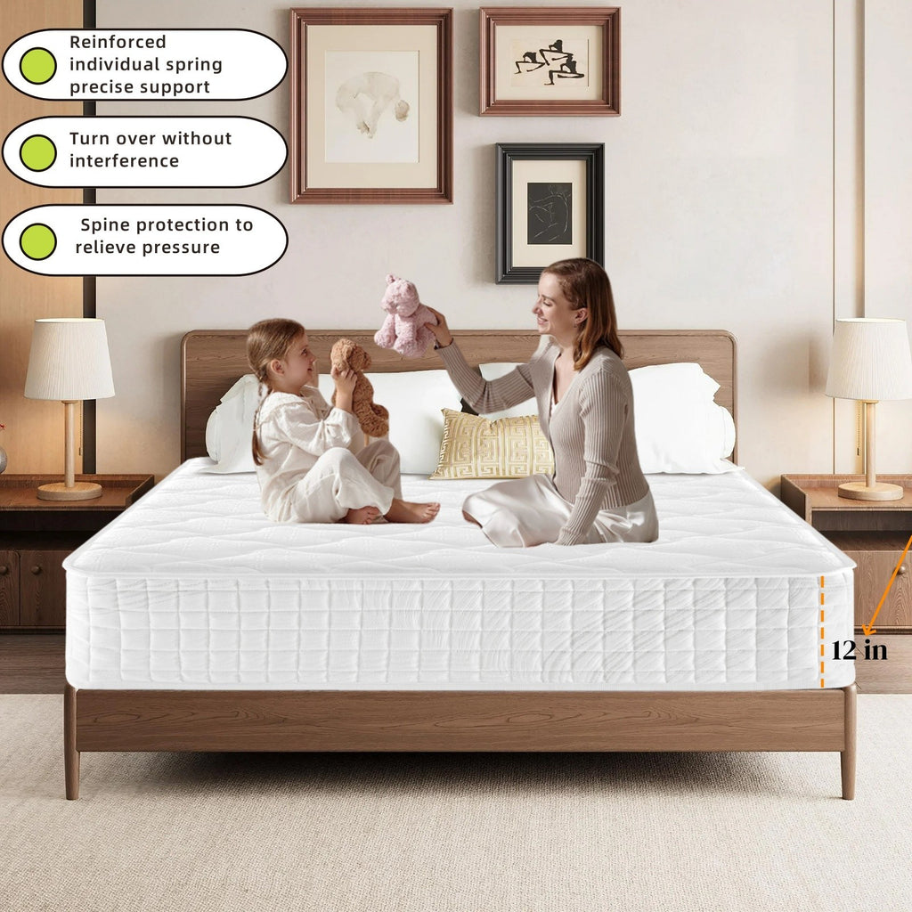 10"12" Twin Full Queen King Size Mattress in a Box Hybrid Spring Gel Memory Foam
