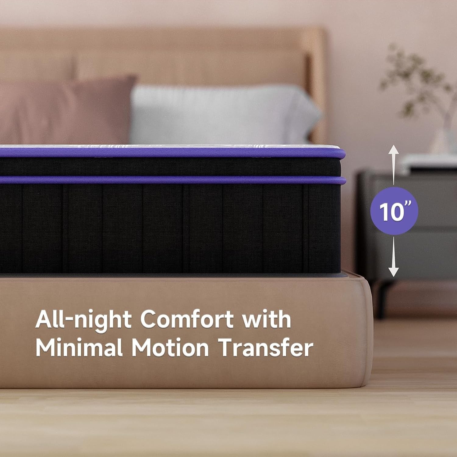 10''Queen Size, Hybrid Mattress, Breathable, Gel-Infused Memory Foam in A Box