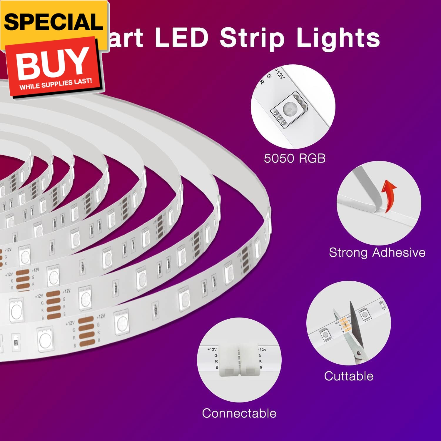 100 ft Smart WiFi Led Lights, Led Strip Lights Work with Alexa and Google Assist