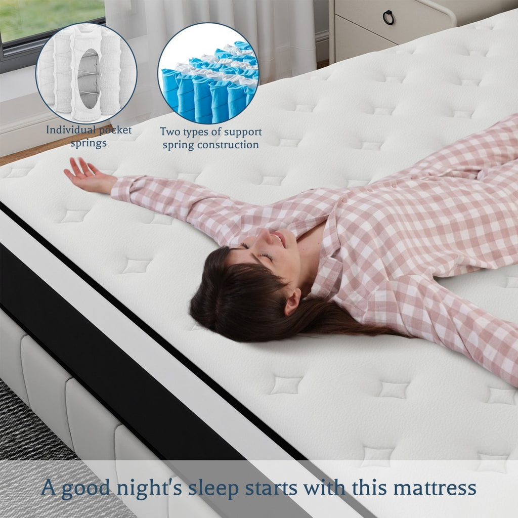 10"/12"/14" Twin Full Queen King Mattress In a Box Gel Memory Foam Hybrid Spring