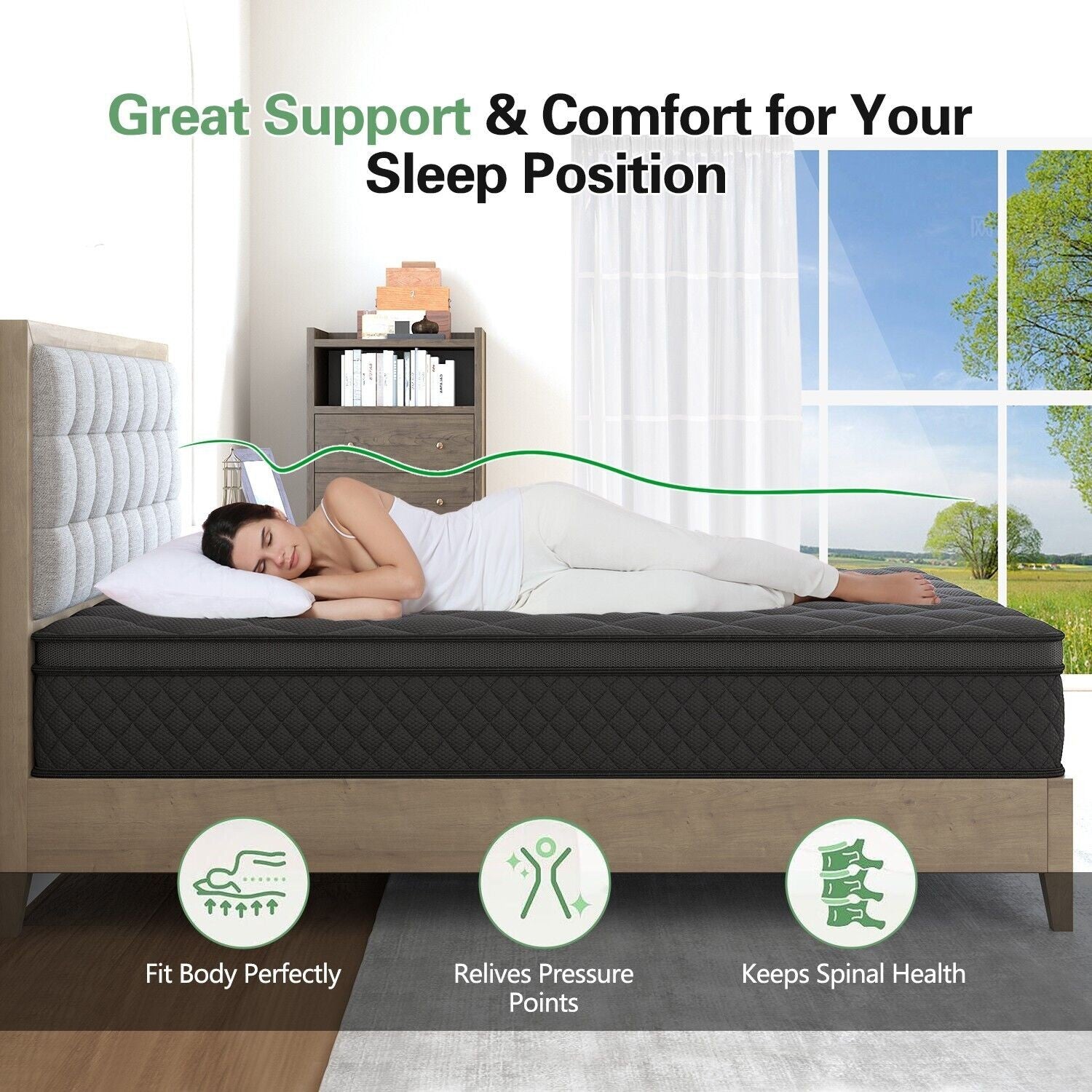 10" 12" 14"Gel Memory Foam Hybrid Spring Mattress Twin Full Queen King in A Box