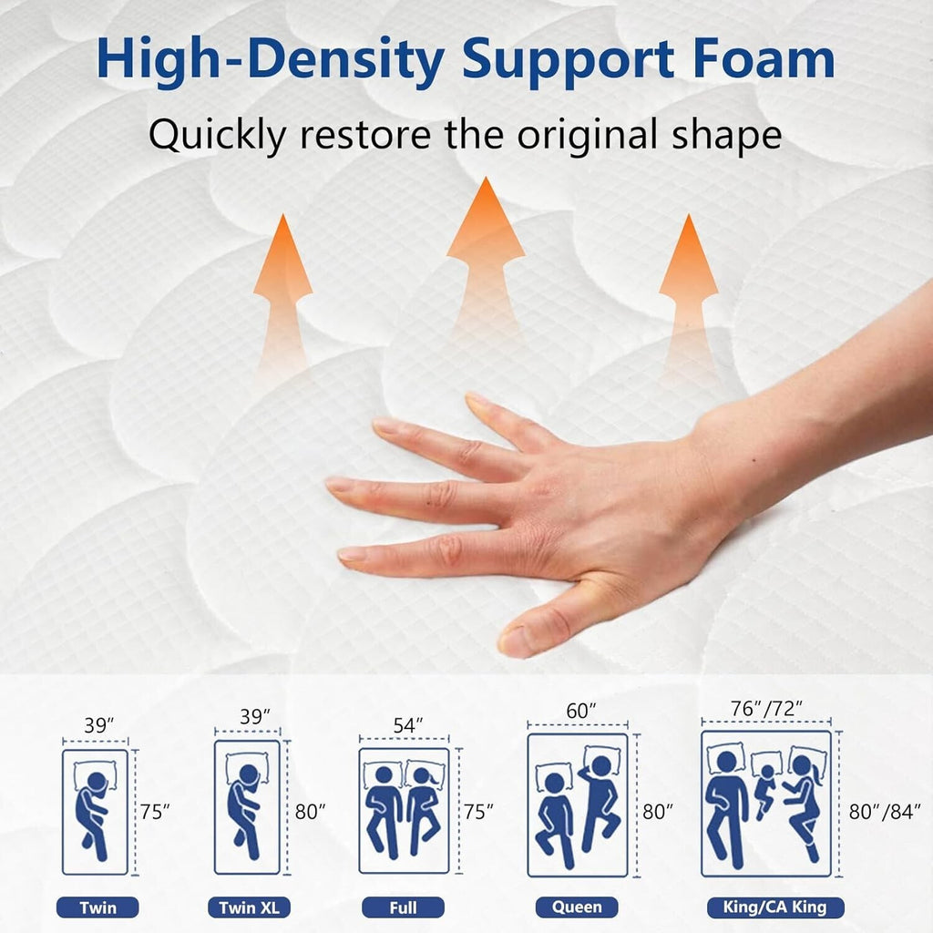 10" 14" Memory Foam Twin Full Queen King Size Spring Hybrid Mattress in a Box