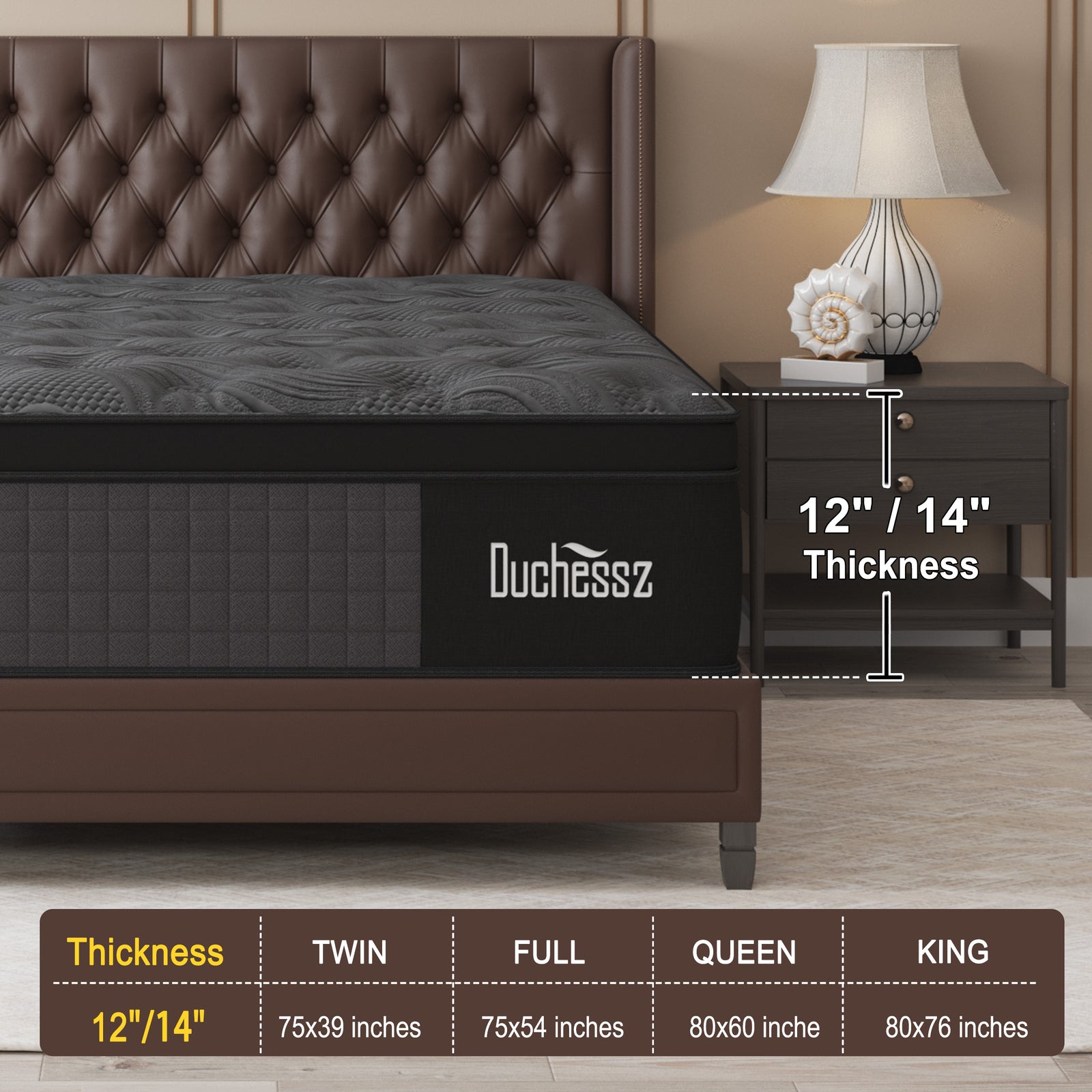 10"12"14" Twin Full Queen King Size Mattress in a Box Hybrid Spring Memory Foam