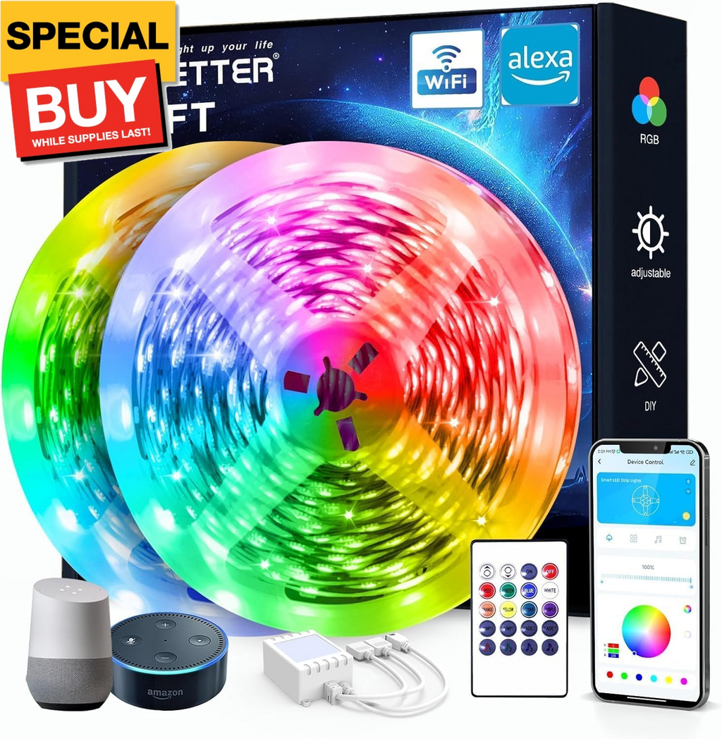 100 ft Smart WiFi Led Lights, Led Strip Lights Work with Alexa and Google Assist