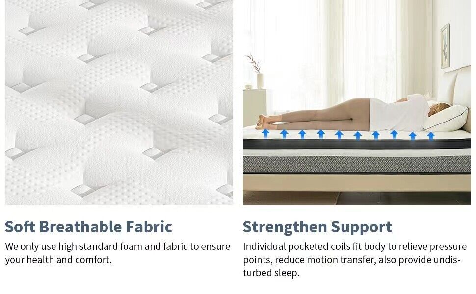 10" 12" 14" Hybrid Spring Gel Memory Foam Queen Mattress Twin Full King Size