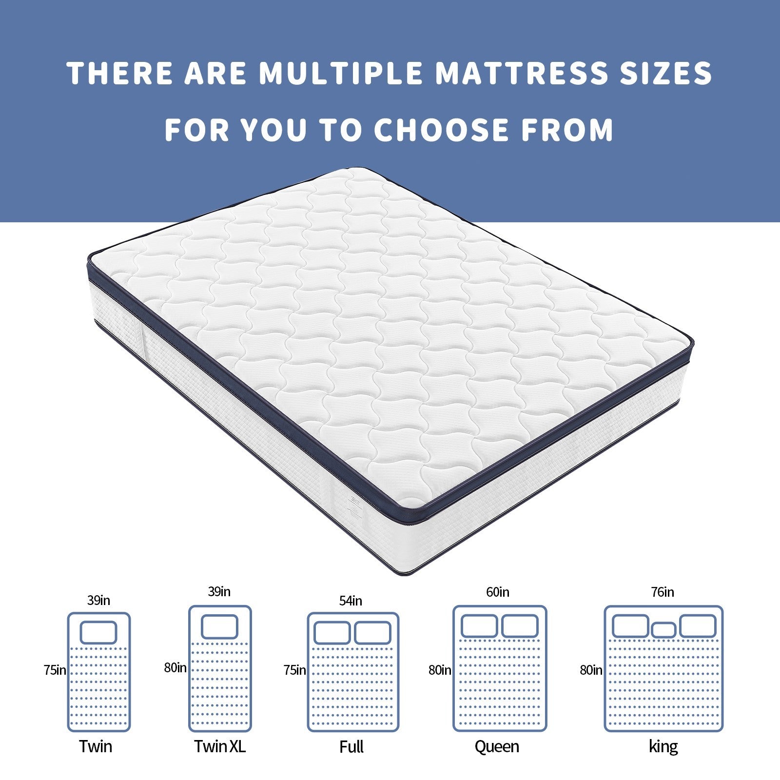 10" 12" Gel Memory Foam & Innerspring Hybrid Mattress, Twin Full Queen King Size