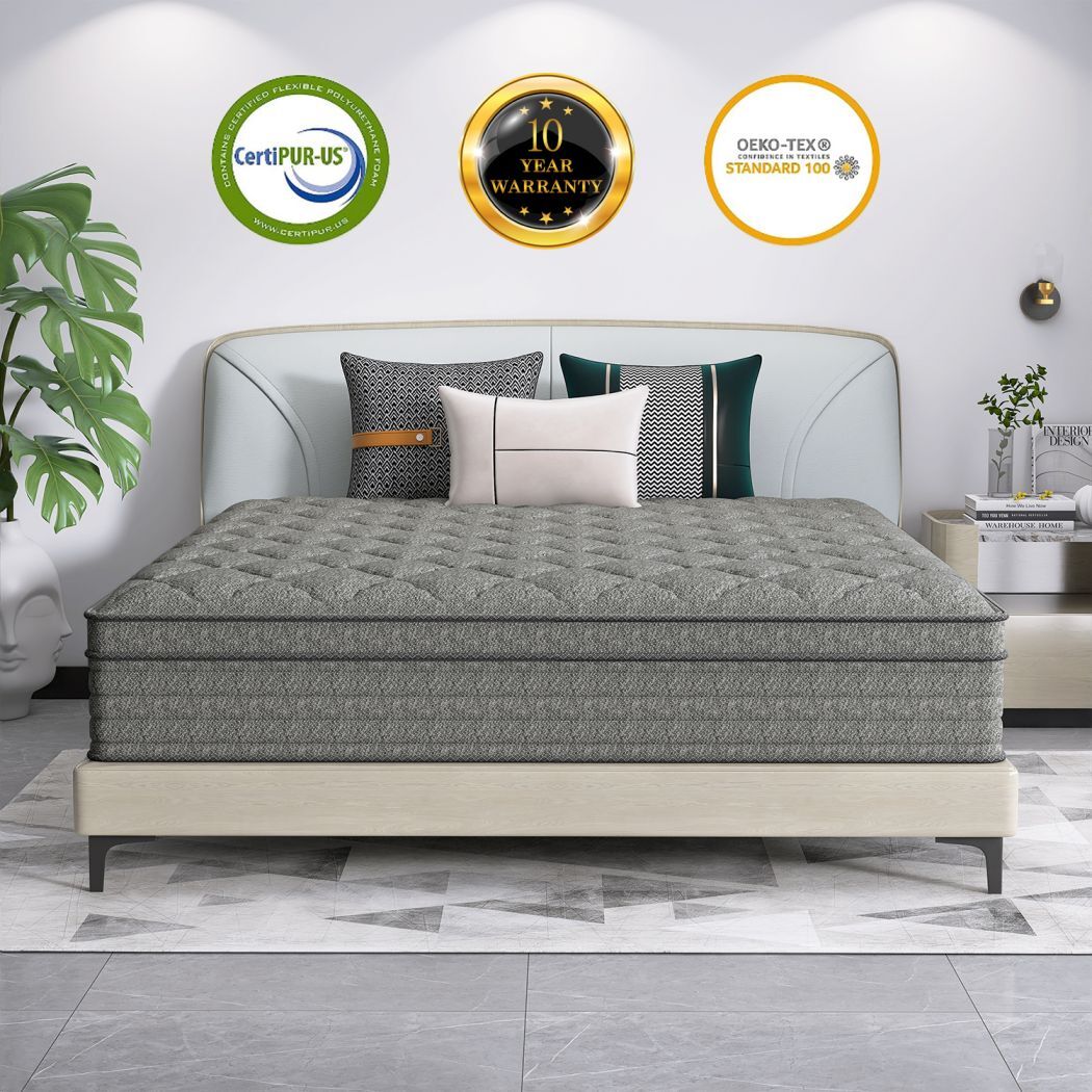 12" 14" Twin Full Queen King Size Mattress in a Box Memory Foam Spring Gray Bed