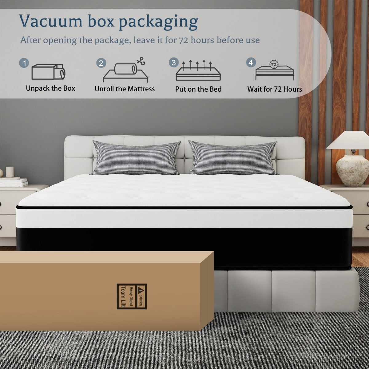 10"/12"/14" Twin Full Queen King Mattress In a Box Gel Memory Foam Hybrid Spring