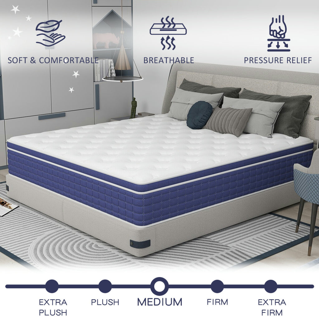 12" 14" Gel Memory Foam Mattress Pocket Spring Twin Full Queen King Bed in a Box