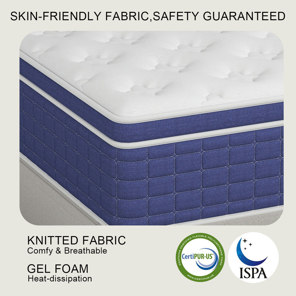 12" 14" Gel Memory Foam Mattress Pocket Spring Twin Full Queen King Bed in a Box