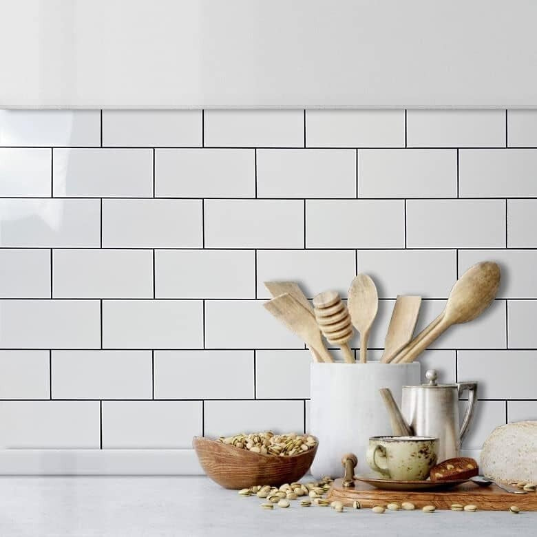 100-Piece Waterproof Peel and Stick Subway Tile Backsplash - Art Deco Style