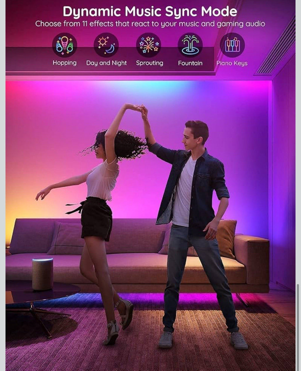 100Ft RGBIC LED Strip Lights, Smart LED Lights Work with Alexa and Google Assist