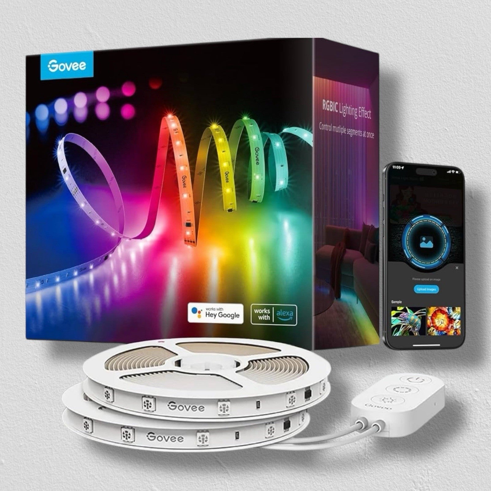 100Ft RGBIC LED Strip Lights, Smart LED Lights Work with Alexa and Google Assist