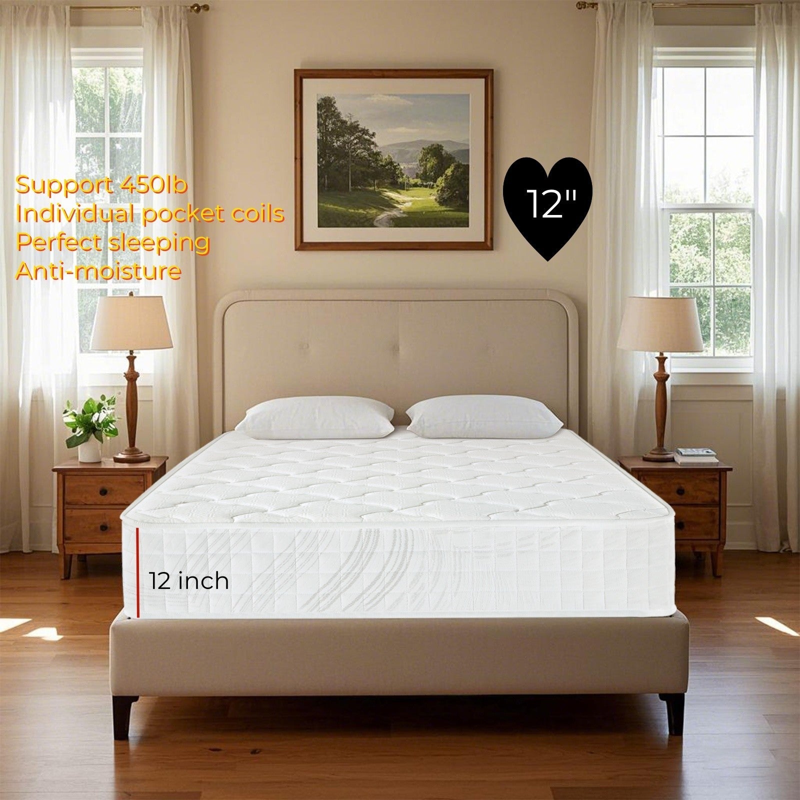 10"12" Twin Full Queen King Size Mattress in a Box Hybrid Spring Gel Memory Foam
