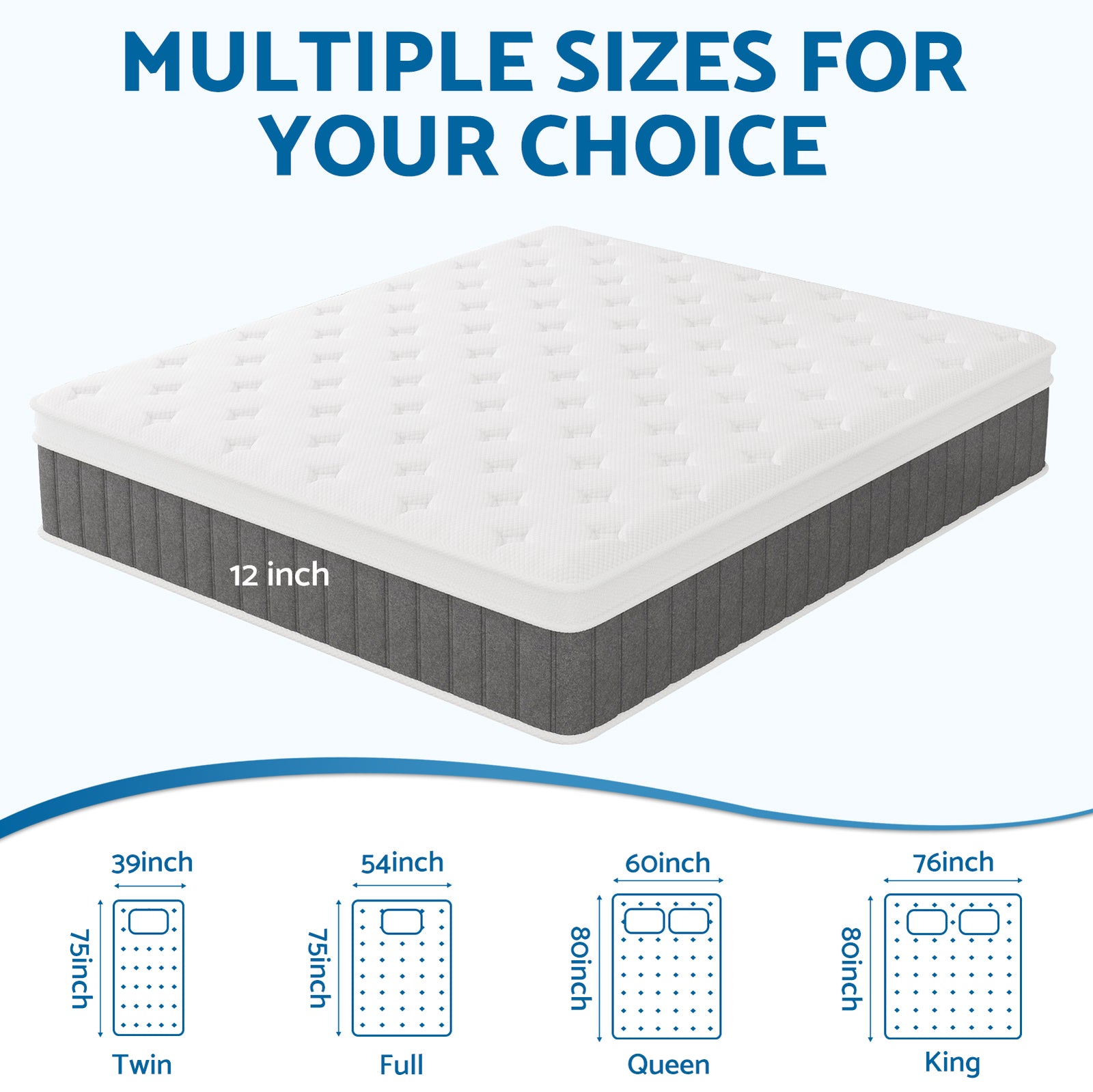 10"12"14" Hybrid Spring Memory Foam Twin Full Queen King Size Mattress In A Box