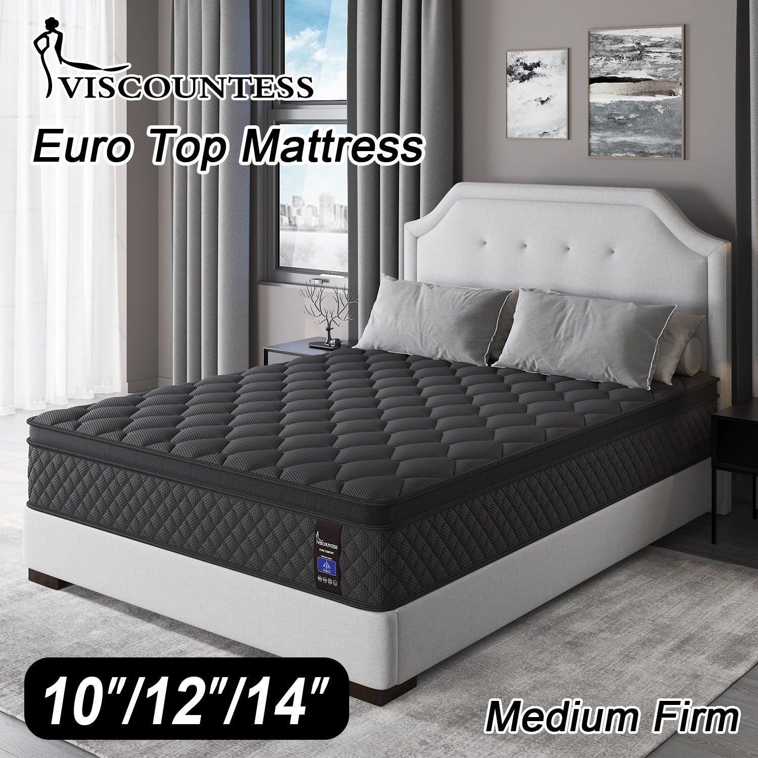 10" 12" 14"Gel Memory Foam Hybrid Spring Mattress Twin Full Queen King in A Box